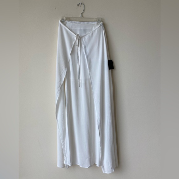 Lulu's White Wrap Maxi Skirt with Tie Front